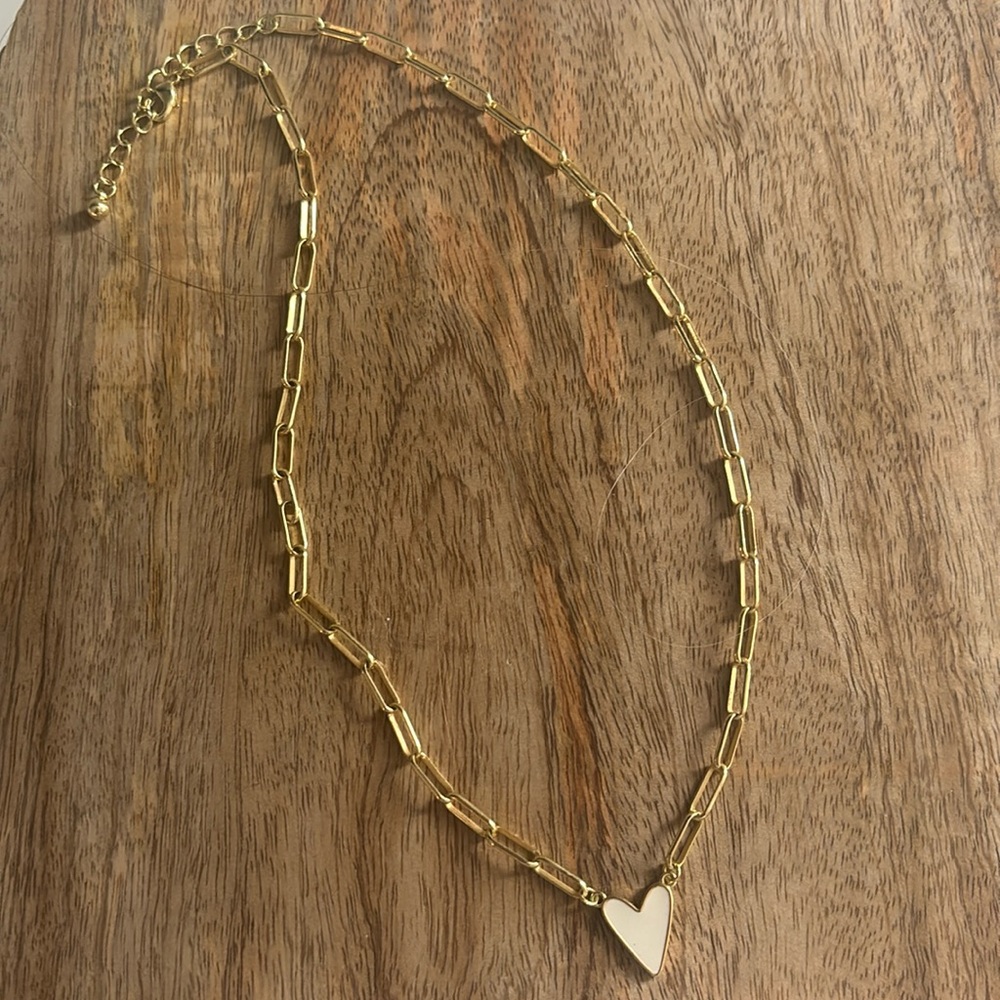 Uncommon James gold and white heart necklace